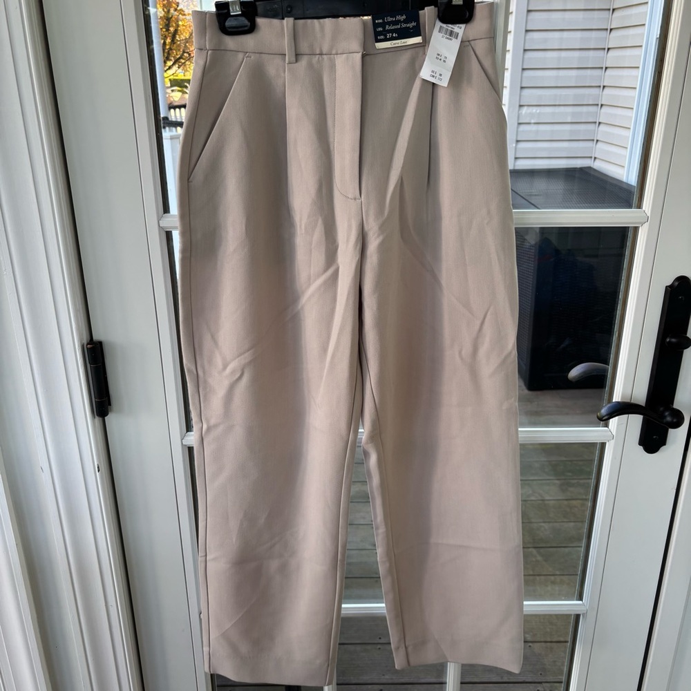 NWT Abercrombie & Fitch Curve Love Tan Trousers 27/4 S